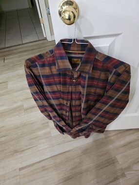 Robert Talbott Plaid Button-Down in Navy, Burgundy & Tan